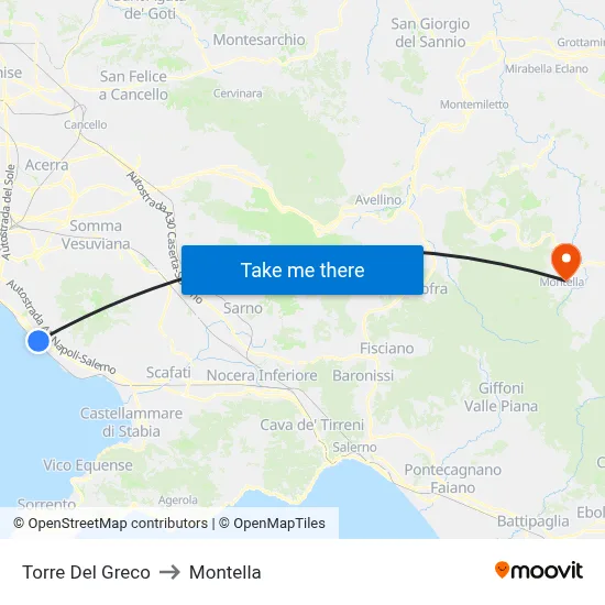 Torre Del Greco to Montella map