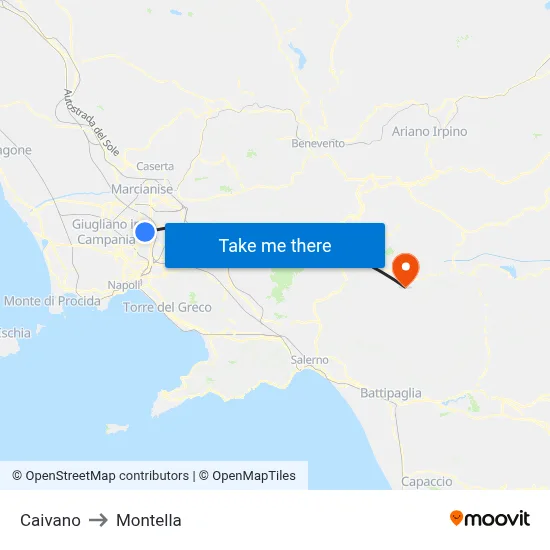 Caivano to Montella map