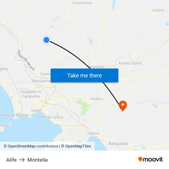 Alife to Montella map