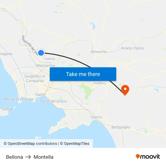 Bellona to Montella map