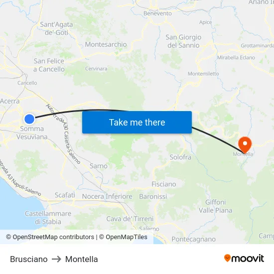 Brusciano to Montella map