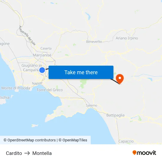 Cardito to Montella map