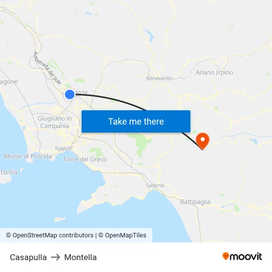 Casapulla to Montella map