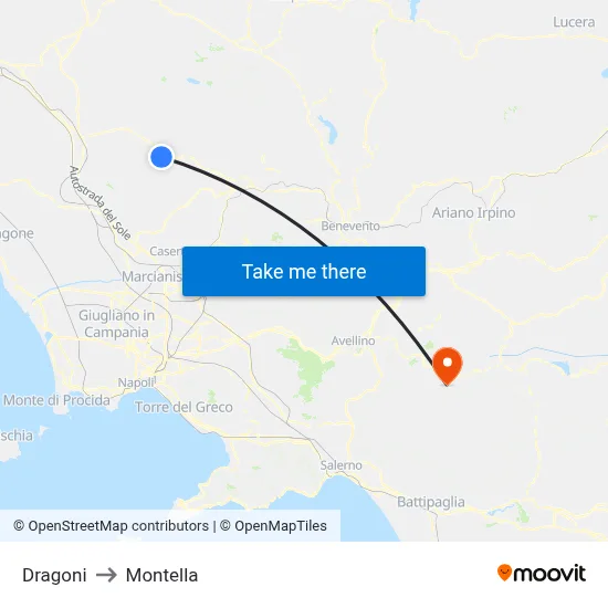 Dragoni to Montella map
