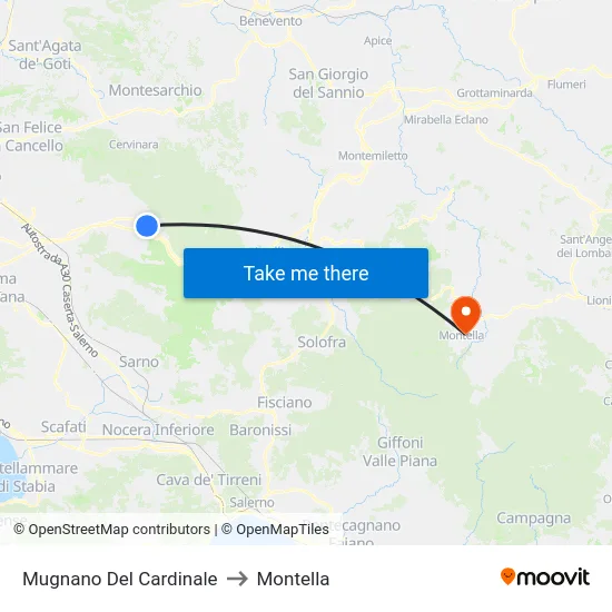Mugnano Del Cardinale to Montella map