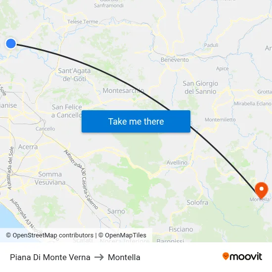 Piana Di Monte Verna to Montella map