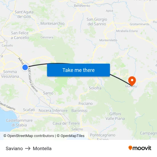 Saviano to Montella map