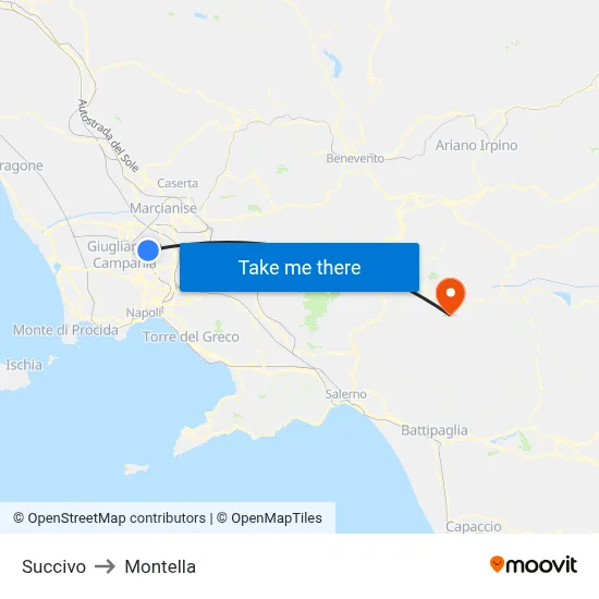 Succivo to Montella map