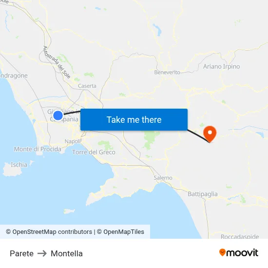 Parete to Montella map