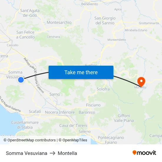 Somma Vesuviana to Montella map