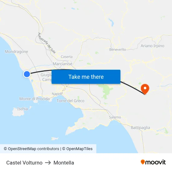 Castel Volturno to Montella map