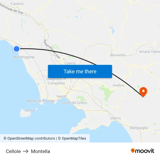 Cellole to Montella map