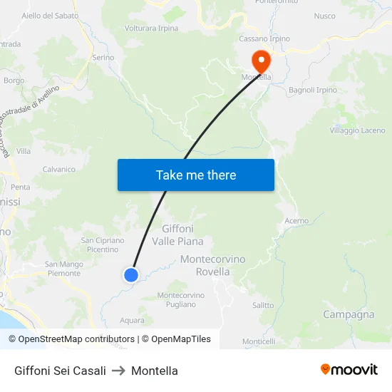 Giffoni Sei Casali to Montella map