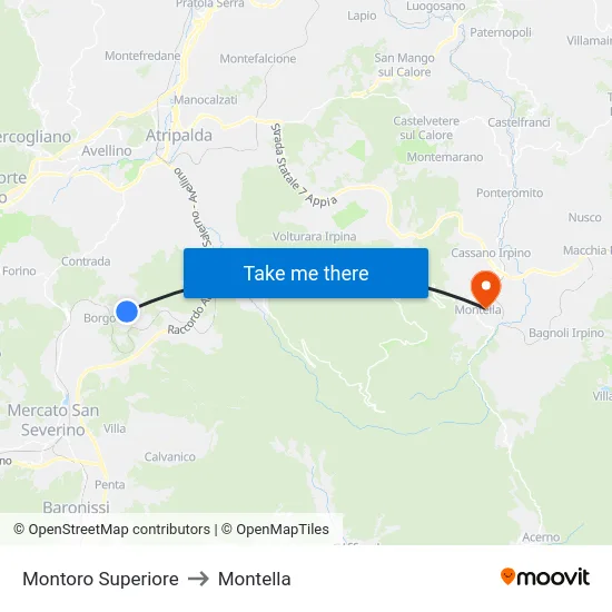 Montoro Superiore to Montella map