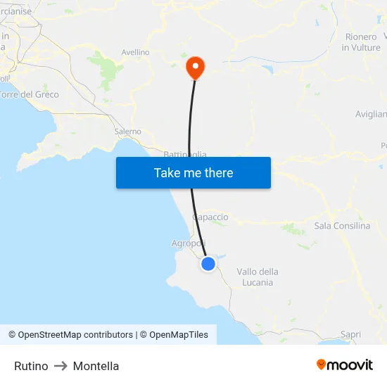 Rutino to Montella map