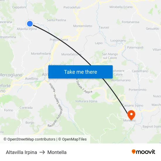 Altavilla Irpina to Montella map