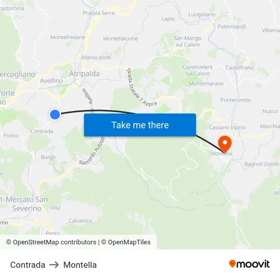 Contrada to Montella map