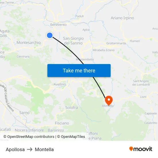 Apollosa to Montella map
