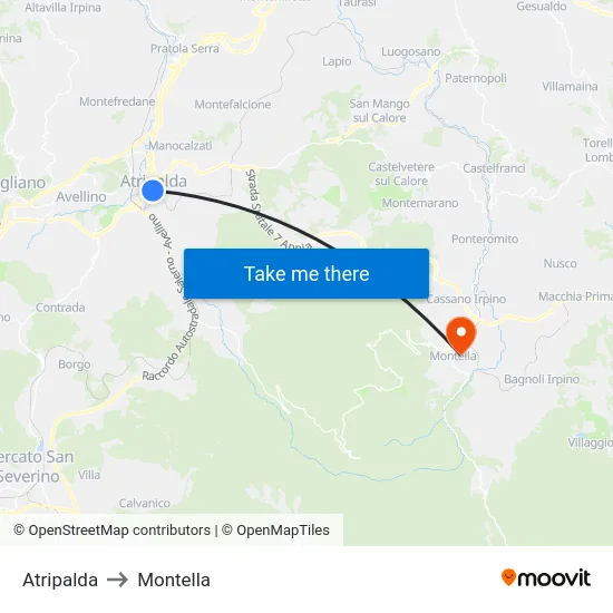 Atripalda to Montella map