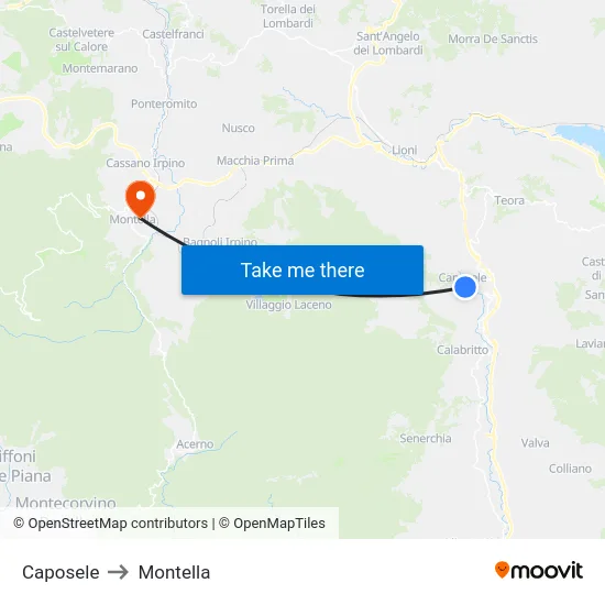 Caposele to Montella map