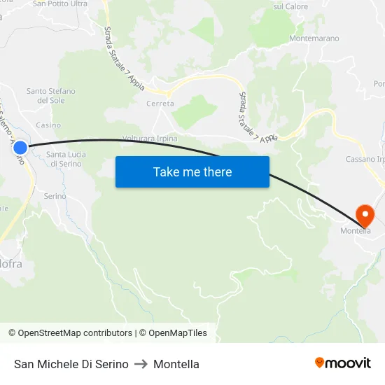 San Michele Di Serino to Montella map