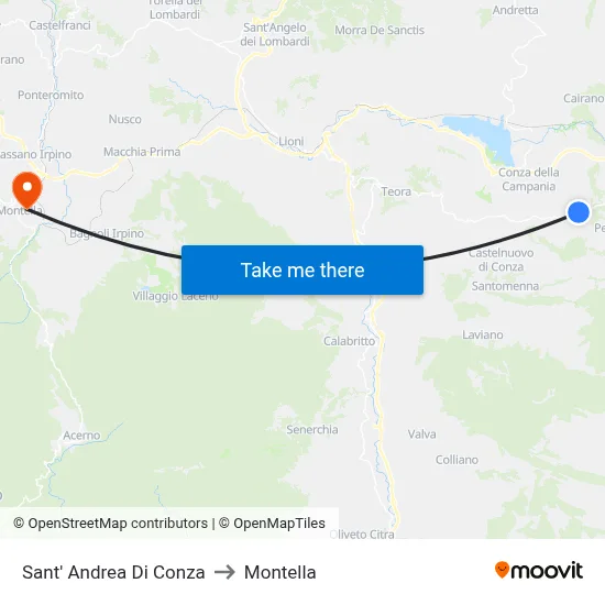 Sant'Andrea di Conza to Montella map