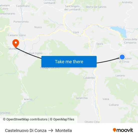 Castelnuovo Di Conza to Montella map