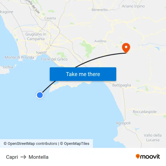 Capri to Montella map
