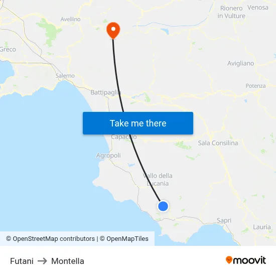 Futani to Montella map