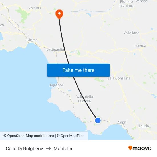 Celle Di Bulgheria to Montella map