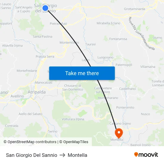 San Giorgio Del Sannio to Montella map