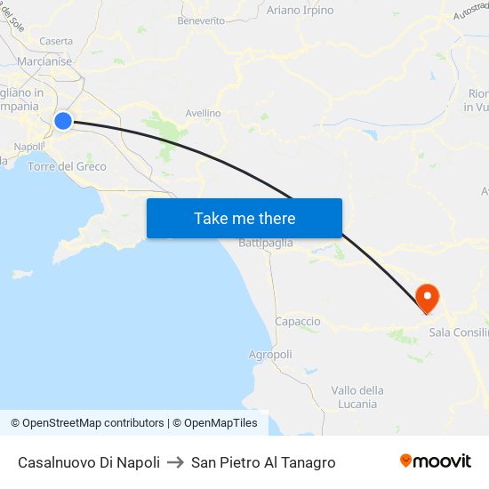Casalnuovo Di Napoli to San Pietro Al Tanagro map