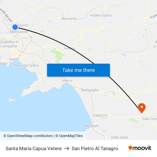 Santa Maria Capua Vetere to San Pietro Al Tanagro map