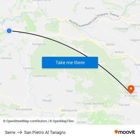 Serre to San Pietro Al Tanagro map