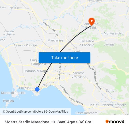 Mostra-Stadio Maradona to Sant' Agata De' Goti map