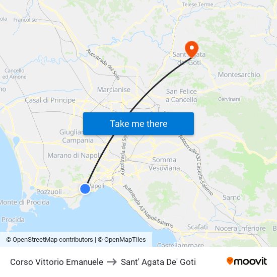 Corso Vittorio Emanuele to Sant' Agata De' Goti map