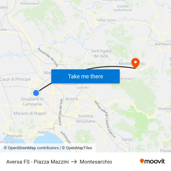 Aversa FS - Piazza Mazzini to Montesarchio map
