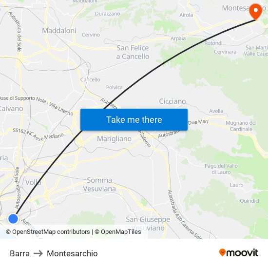 Barra to Montesarchio map