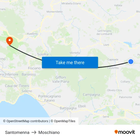 Santomenna to Moschiano map