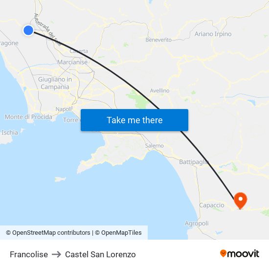Francolise to Castel San Lorenzo map