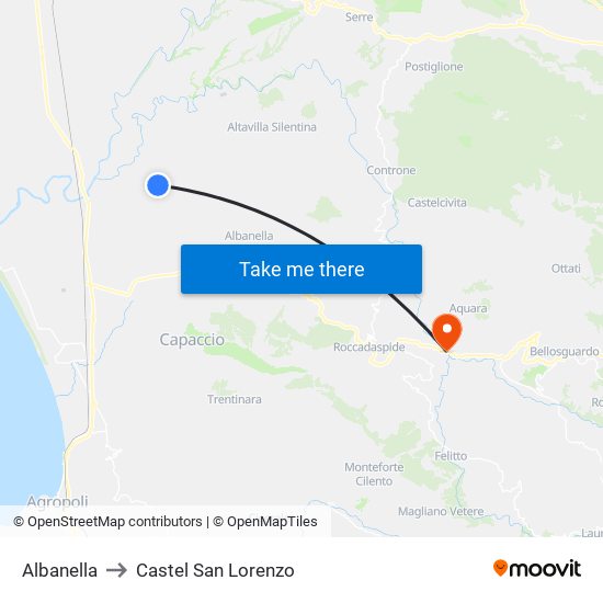 Albanella to Castel San Lorenzo map