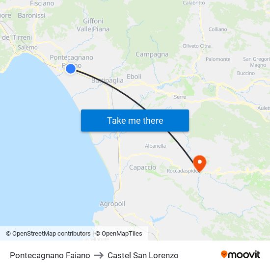 Pontecagnano Faiano to Castel San Lorenzo map