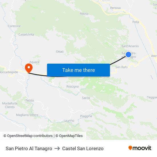 San Pietro Al Tanagro to Castel San Lorenzo map