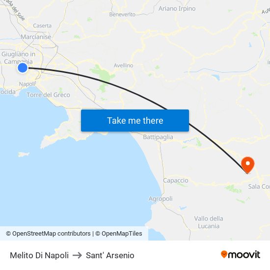 Melito Di Napoli to Sant' Arsenio map
