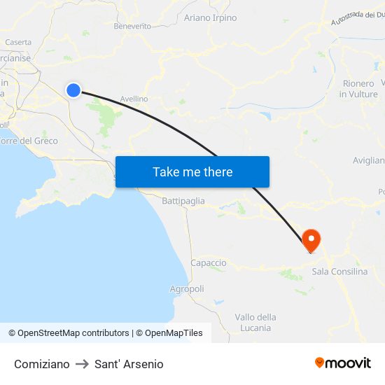 Comiziano to Sant' Arsenio map