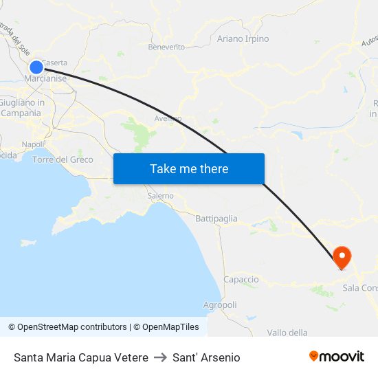 Santa Maria Capua Vetere to Sant' Arsenio map