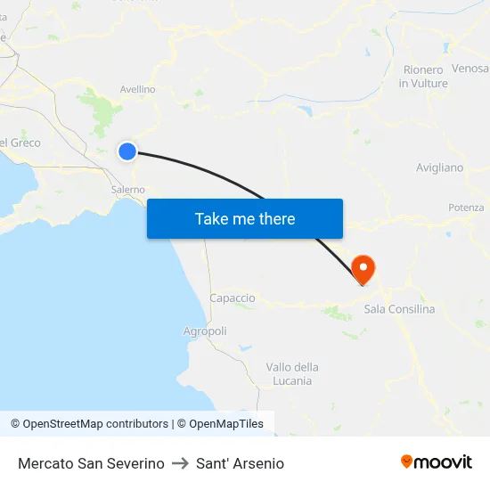 Mercato San Severino to Sant' Arsenio map