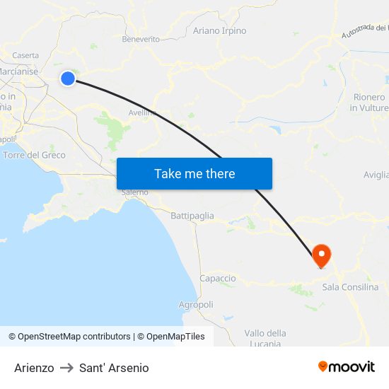 Arienzo to Sant' Arsenio map