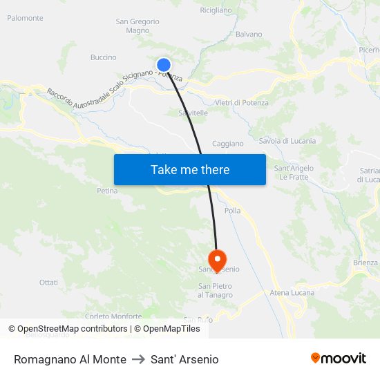 Romagnano Al Monte to Sant' Arsenio map