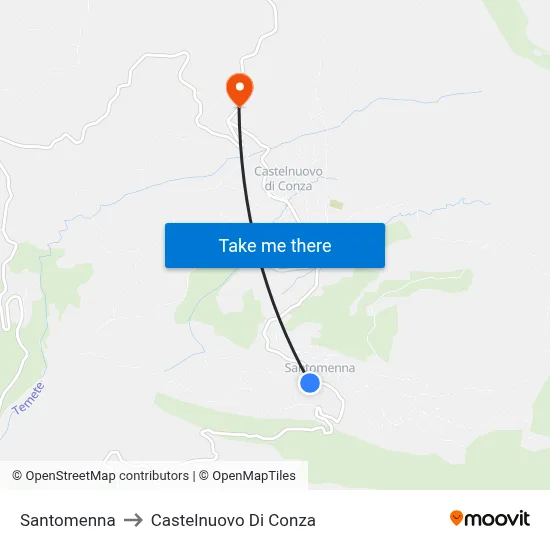 Santomenna to Castelnuovo Di Conza map